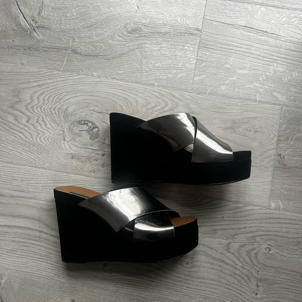 Zara silver wedge sandals